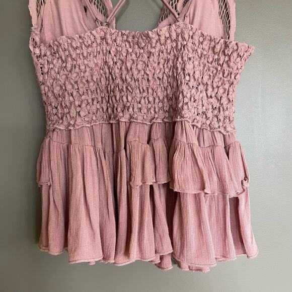 Free People Pink Lace Peplum Blouse - Picture 15 of 16